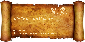 Mérai Rémusz névjegykártya