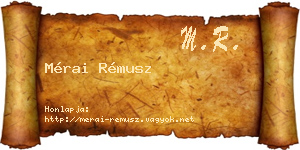 Mérai Rémusz névjegykártya